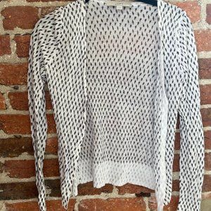 Loft White with Black Print Sheer Cardigan